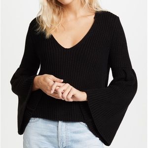 NWT FREE PEOPLE Black Damsel Bell Sleeve Sweater